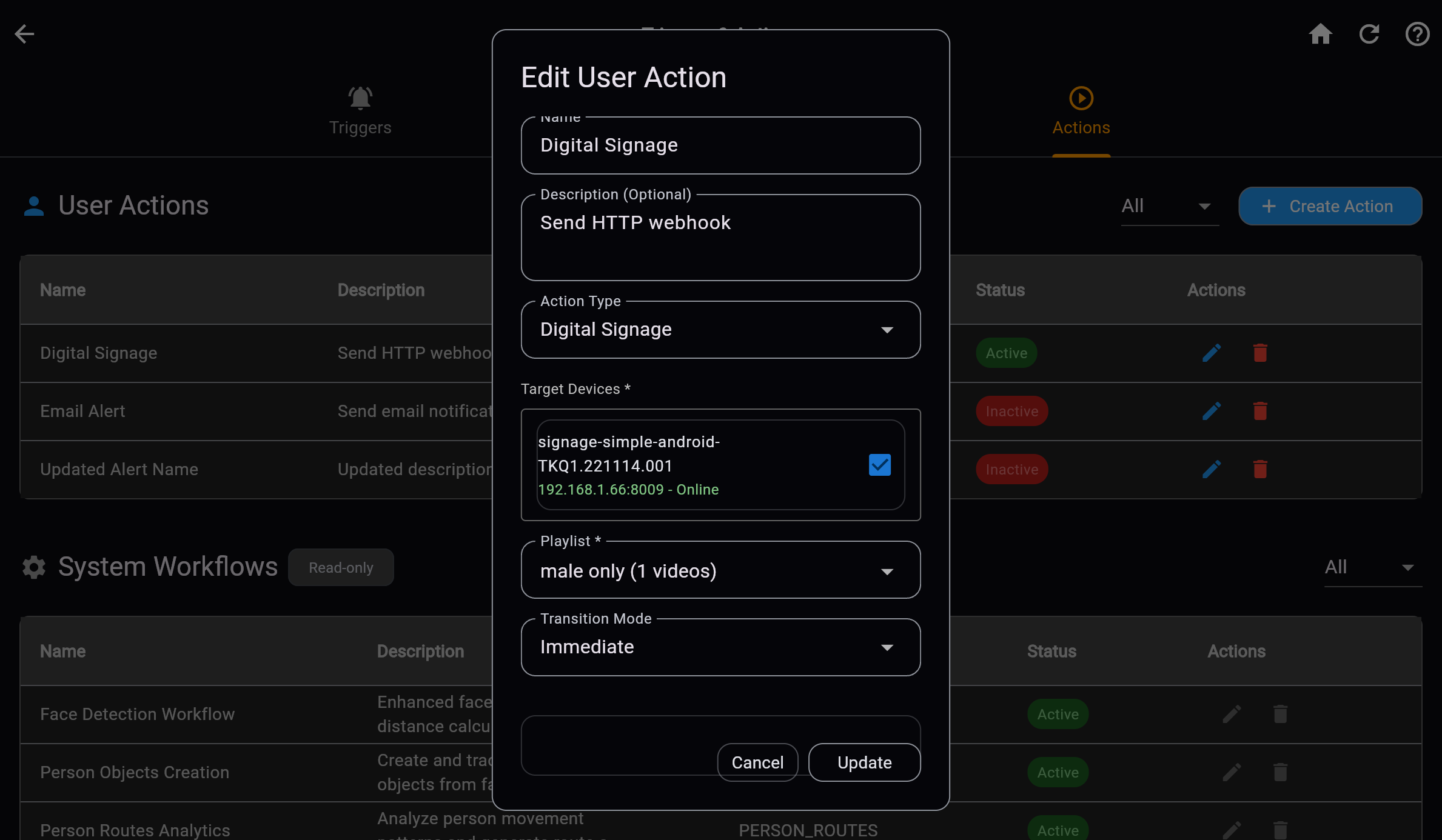 Actions Editor